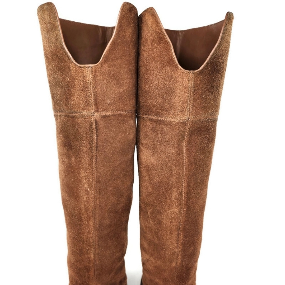 Michael Kors Regina Tan Brown Suede Pull-On Tall Over-The-Knee Flat Riding Boots - Picture 6 of 13